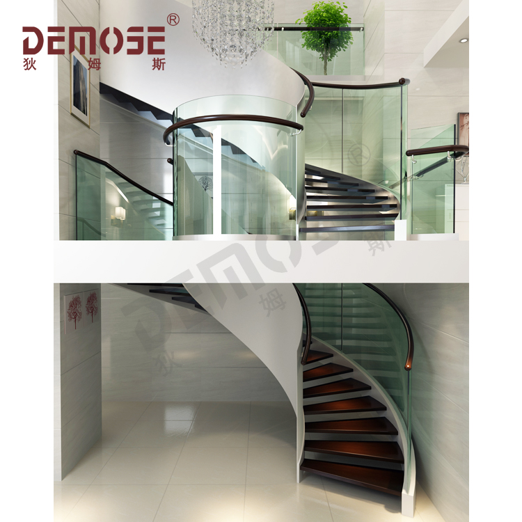 加拿大司門自建房創意鏤空弧形樓梯工程